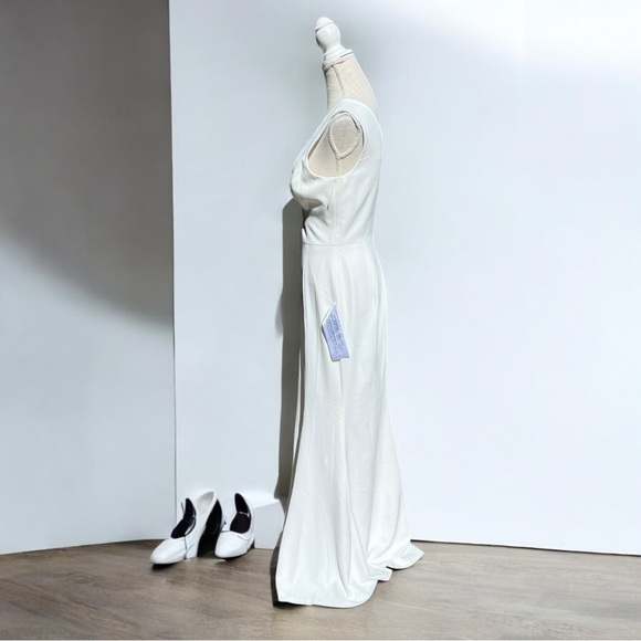 🌻NEW Dress The Population Sandra Off White Crepe Slit Gown Size Medium - Picture 9 of 13
